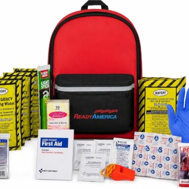 Ready America 70180 72 Hour Emergency Kit, 1-Person, 3-Day Backpack, Includes First Aid Kit, Survival Blanket, Emergency Food Portable Disaster Preparedness Go-Bag for Earthquake, Fire, Flood